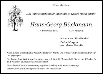 Traueranzeigen Von Hans Georg B Ckmann Trauer Ms