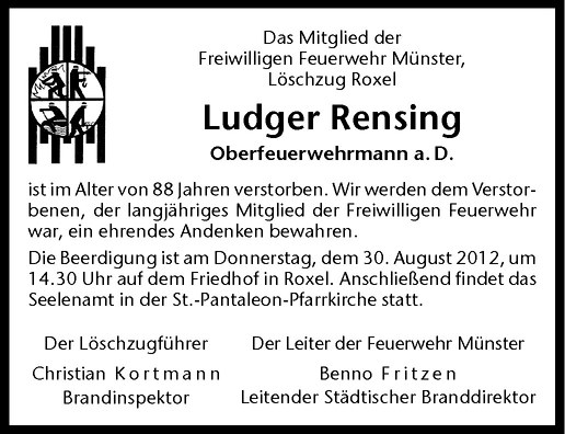 Traueranzeigen Von Ludger Rensing Trauer Ms