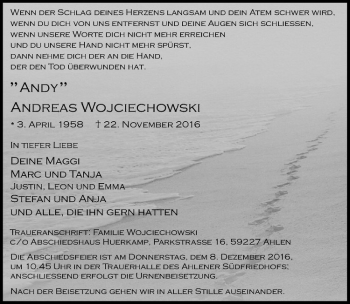 Traueranzeigen Von Andreas Wojciechowski Trauer Ms