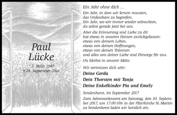 Traueranzeigen Von Paul L Cke Trauer Ms