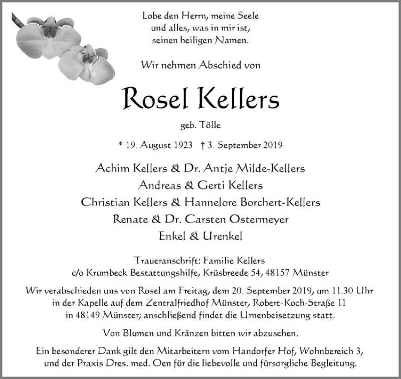 Traueranzeigen Von Rosel Kellers Trauer Ms