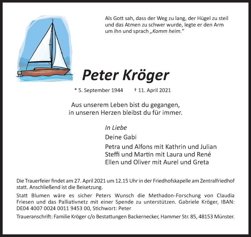 Traueranzeigen Von Peter Kr Ger Trauer Ms