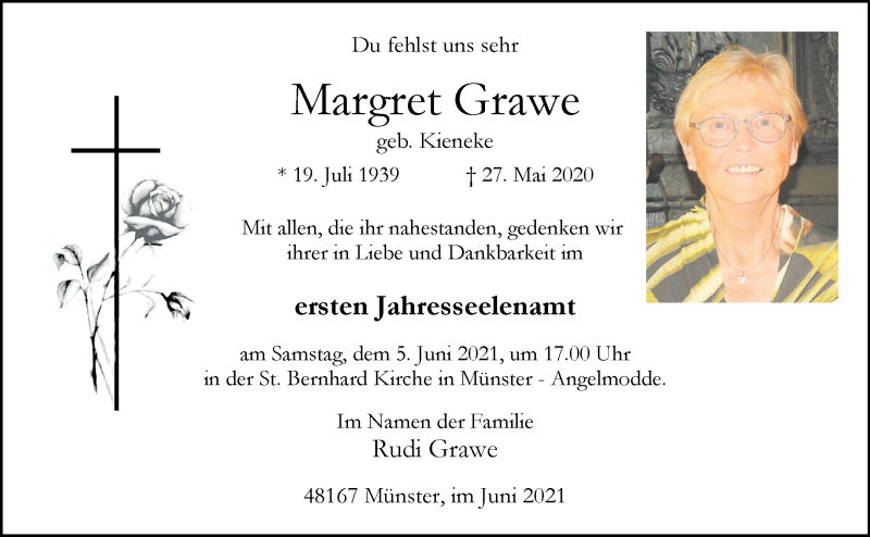 Traueranzeigen Von Margret Grawe Trauer Ms