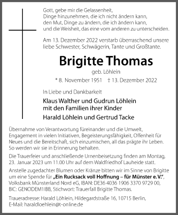 Traueranzeigen Von Brigitte Thomas Trauer Ms