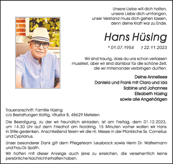 Traueranzeigen Von Hans H Sing Trauer Ms