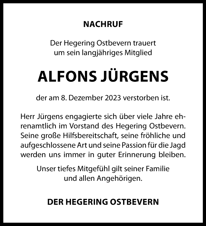 Traueranzeigen Von Alfons J Rgens Trauer Ms