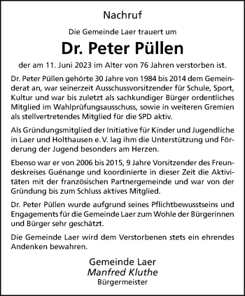 Traueranzeigen Von Dr Peter P Llen Trauer Ms