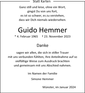 Traueranzeigen Von Guido Hemmer Trauer Ms