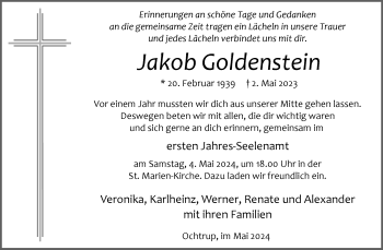 Anzeige von Jakob Goldenstein 