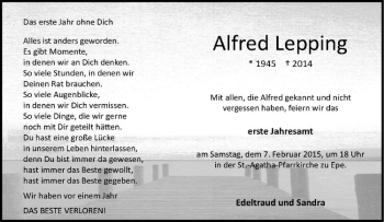 Anzeige von Alfred Lepping von Westfälische Nachrichten