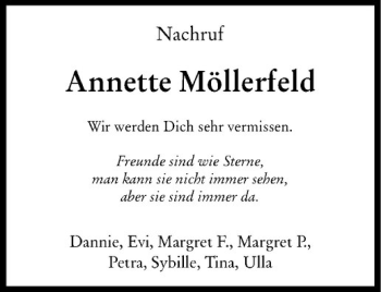 Anzeige von Annette Möllerfeld von Westfälische Nachrichten