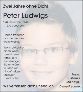 Anzeige von Peter Ludwigs von Münstersche Zeitung und Münsterland Zeitung