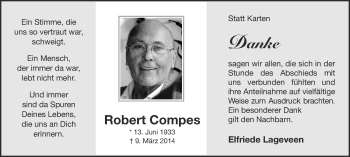 Anzeige von Robert Compes von Münstersche Zeitung und Münsterland Zeitung