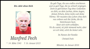 Anzeige von Manfred Pech von Westfälische Nachrichten