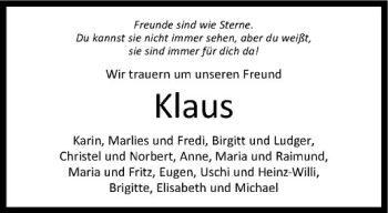 Anzeige von Klaus  von Westfälische Nachrichten