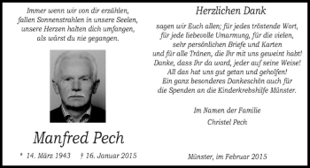 Anzeige von Manfred Pech von Westfälische Nachrichten