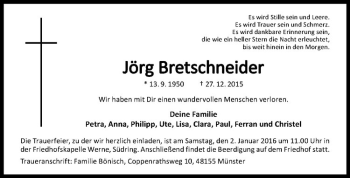 Anzeige von Jörg Bretschneier von Westfälische Nachrichten