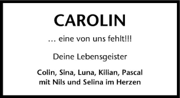 Anzeige von Carolin Schönfeldt von Westfälische Nachrichten