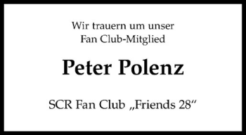 Anzeige von Peter Polenz von Westfälische Nachrichten