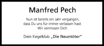 Anzeige von Manfred Pech von Westfälische Nachrichten