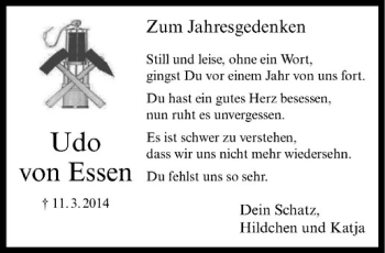 Anzeige von Udo von Essen von Westfälische Nachrichten