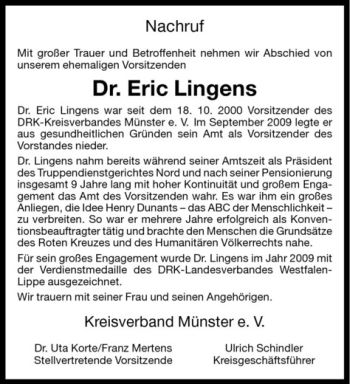 Anzeige von Dr. Eric Lingens von Westfälische Nachrichten