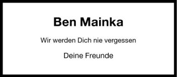 Anzeige von Benjamin Mainka von Westfälische Nachrichten