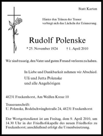 Anzeige von Rudolf Polenske von Westfälische Nachrichten