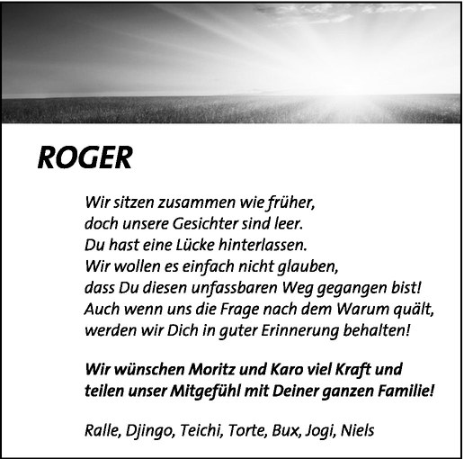  Traueranzeige für Roger Busch vom 24.07.2010 aus Westfälische Nachrichten