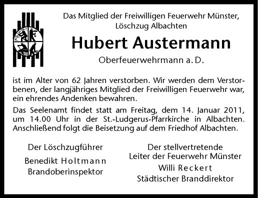 Traueranzeigen von Hubert Austermann | www.trauer.ms