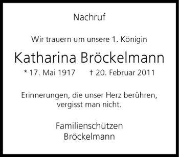 Anzeige von Katharina Bröckelmann von Westfälische Nachrichten