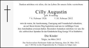 Anzeige von Cilly Augustin von Westfälische Nachrichten