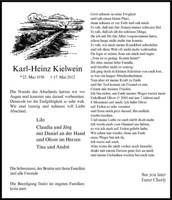 Anzeige von Karl-Heinz Kielwein von Westfälische Nachrichten