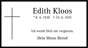 Anzeige von Edith Kloos von Westfälische Nachrichten