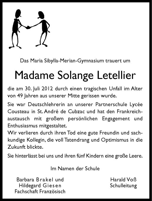 Traueranzeigen Von Solange Letellier Www Trauer Ms