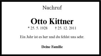 Anzeige von Otto Kittner von Westfälische Nachrichten