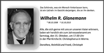 Anzeige von Wilhelm R. Glanemann von Westfälische Nachrichten