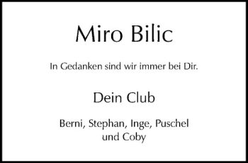 Anzeige von Miro Bilic von Westfälische Nachrichten