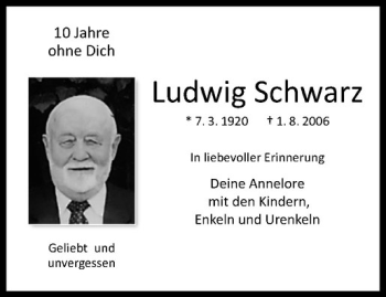 Anzeige von Ludwig Schwarz von Westfälische Nachrichten