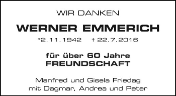 Anzeige von Werner Emmerich von Westfälische Nachrichten