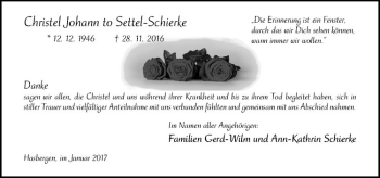 Anzeige von Christel Johann to Settel-Schierke von Westfälische Nachrichten