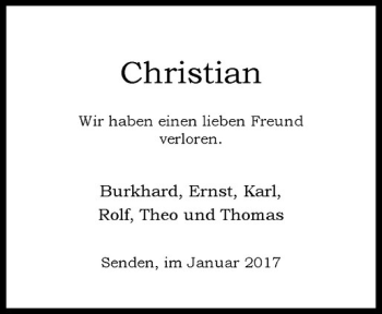 Anzeige von Christian Führer von Westfälische Nachrichten