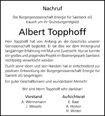 Anzeige von Albert Topphoff von Westfälische Nachrichten