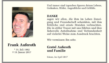 Anzeige von Frank Auferoth von Westfälische Nachrichten