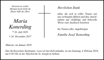 Anzeige von Maria Konerding von Westfälische Nachrichten