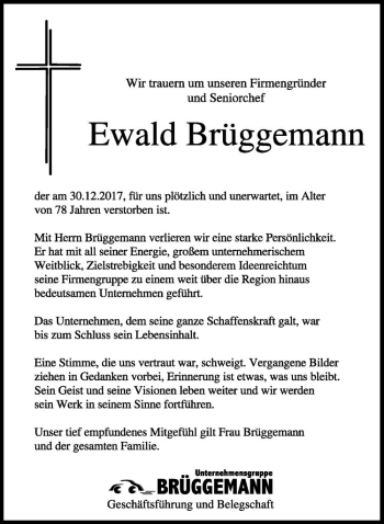 Anzeige von Ewald Brüggemann von Westfälische Nachrichten