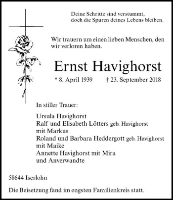 Anzeige von Ernst Havighorst von Westfälische Nachrichten