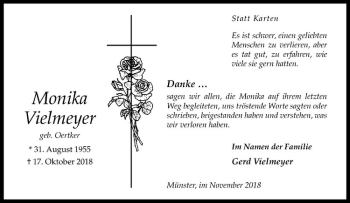 Anzeige von Monika Vielmeyer von Westfälische Nachrichten