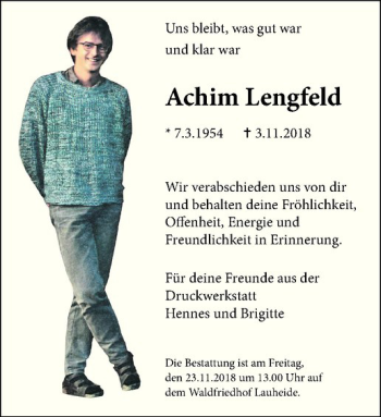 Anzeige von Achim Lengfeld von Westfälische Nachrichten