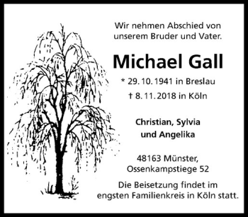 Anzeige von Michael Gall von Westfälische Nachrichten